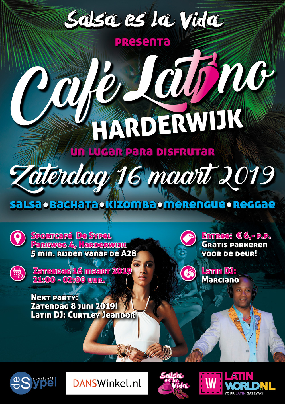 v2 Cafe Latino A5 flyer zaterdag 16 maart 2019 voorzijde